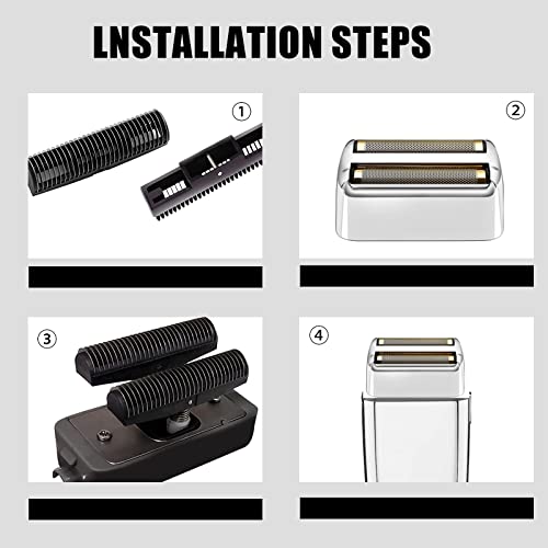 Replacement Foil and Cutters Compatible with BaBylissPRO Double Foil Shaver, Replacement Foil Compatible with BaBylissPRO FXFS2 Shaver,2 PACK (Silver)