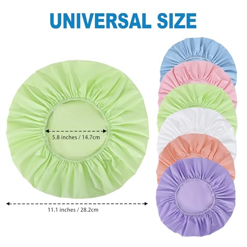 Reusable Waterproof Shower Cap for Women - Solid, 6 Pack, Elastic Fit
