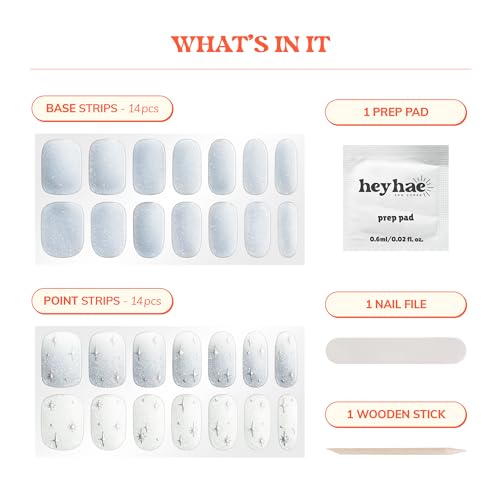 Heyhae Essentials Bundle - Semi Cured Gel Nail Strips (Hey, Rise and Shine) + Top Gel [2 Pack]