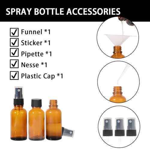 1oz Spray Bottles,Refillable Empty Glass Bottle with Small Fine Mist for Hair,Essential Oil,Plants, Cleaning Solutions(3 Pack)