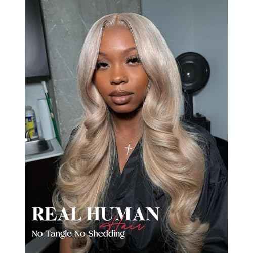Milk Tea Ash Blonde Wig Human Hair 180% Density 13x6 Body Wave Lace Front Wig More Full And Thicker Pre Plucked Pre Cut Glueless wig Natural Hairline With Baby Hair 20 inch
