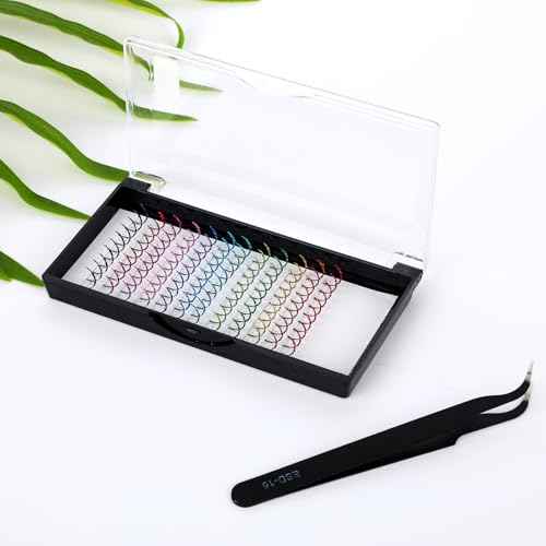 Glitter Lash Extensions, 120 Pcs 12 Colored Wide Individual Lashes Cluster DIY Eyelash Extensions Single Eye Lash Professional Supplies for Personal Makeup