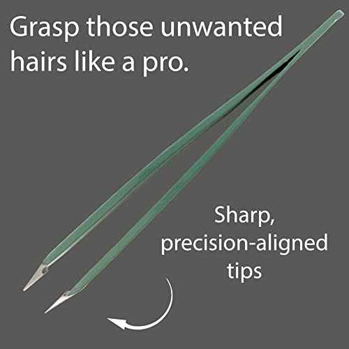 Tweezers ? Surgical Grade Stainless Steel - Slant Tip for Expert Eyebrow Shaping and Facial Hair Removal ? with Protective Pouch (Sage)