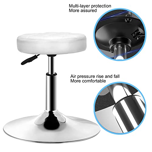 QiCheng&LYS Adjustable Height Sit Stand Round Office Stool Chair for Office Home Kitchen Wheelless Beauty Slip Stool (White)