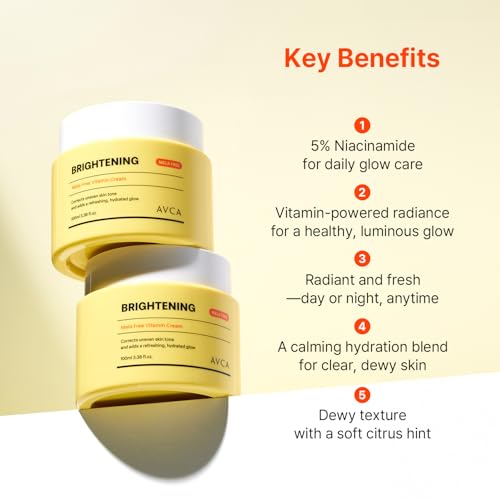 AVCA Vitamin + Niacinamide Radiance Cream 100ml(3.38 fl. oz) - Even Tone & Glow Moisturizer, Daily Hydration K-Beauty Moisture Care