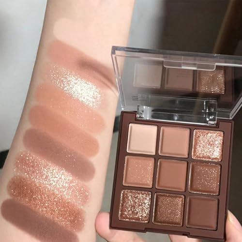 LTIYV Caramel Chocolate Eyeshadow Glitter Palette - 9 Pigmented Longwear Colors