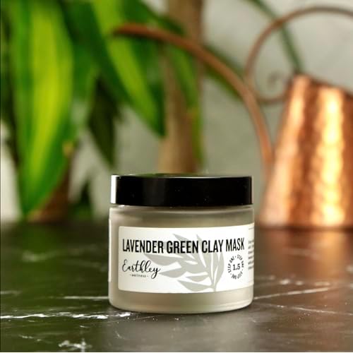 Earthley Wellness Face Mask, Healthier Skin, Reduces Oils, Soothes Skin, Pull out Dirt and Oil, Unclog Pours, Improve Skin Complexion (Lavender Green Clay Mask, 2oz.)