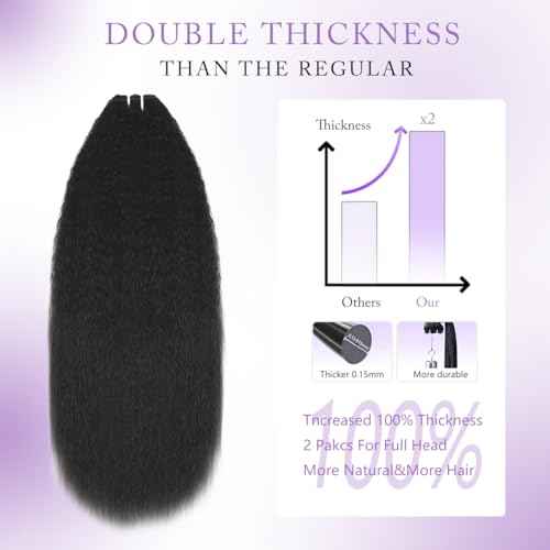 Kinky Straight Clip in Hair Extensions Real Human Hair 26Inch 8Pcs 120g Double Weft Kinky Curly Clip Ins Full Head 100% Unprocessed Brazilian Virgin Hair Extensions for Women Natural Black