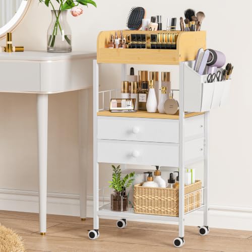 Large Makeup Organizer Cart with Drawers & Baskets - Snughome
