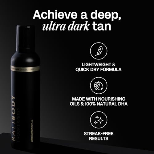Bali Body Ultra Dark 1 Hour Express Self Tan + Mitt Bundle | Quick Drying Tanning Foam for All Skin Types, Streak-Free Customizable Tanner + Reusable Stain-Free Tan Applicator | Vegan & Cruelty-Free