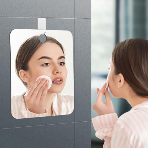 Fogless Shower Mirror with Hook – Shatterproof Acrylic 7.87x9.45in
