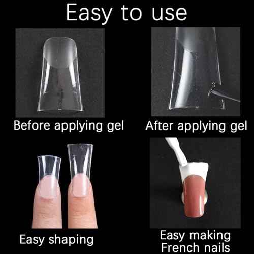 Laza 120pcs Medium Length Duck Nail Tips with Auxiliary Lines 12 Sizes Box-packed Clear Duck Nails Full Cover Wide Nail Tips French False Nail Tips for Acrylic Nails Extension Tips