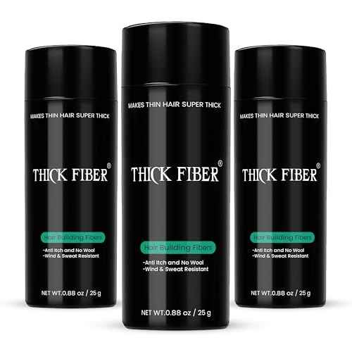 THICK FIBER Hair Building Fibers for Bald Spots & Thinning Hair (LIGHT BROWN, Pack of 3) - 25g Bottle - Conceals Hair Loss in Seconds - Hair Fibers for Men & Women