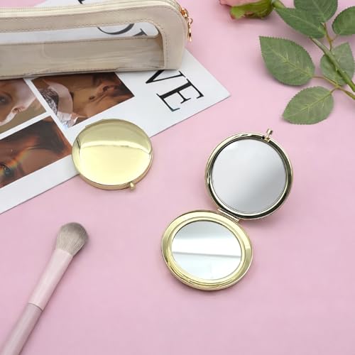 Gold Compact Pocket Mirror Set - 2PCS Double-Sided Folding Mirrors