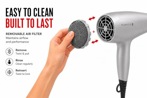 Remington Damage Protection Hair Dryer with Ionic Tourmaline, 1875W