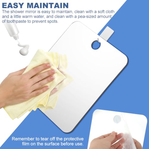 Fogless Shower Mirror with Hook – Shatterproof Acrylic 7.87x9.45in