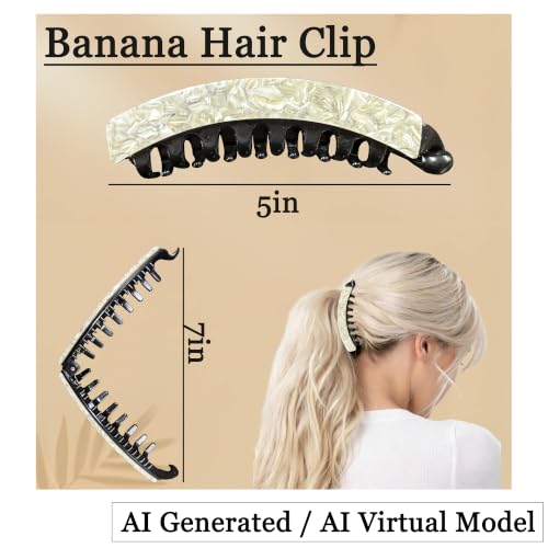 2PCS Large Banana Hair Clips for Women - Non-Slip Ponytail Holders