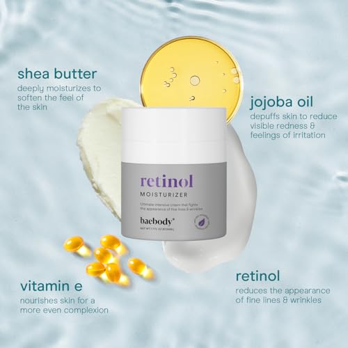 Baebody Made in USA Retinol Cream for Face - Anti Aging Face Cream for Fine Lines and Wrinkles - With Jojoba Oil & Vitamin E - Beauty Gifts for Women (50 ml/1.7 fl oz)