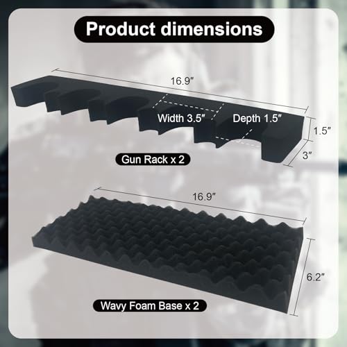 Gun Safe Organizer Foam Rack 2-Pack with Magnetic Strip