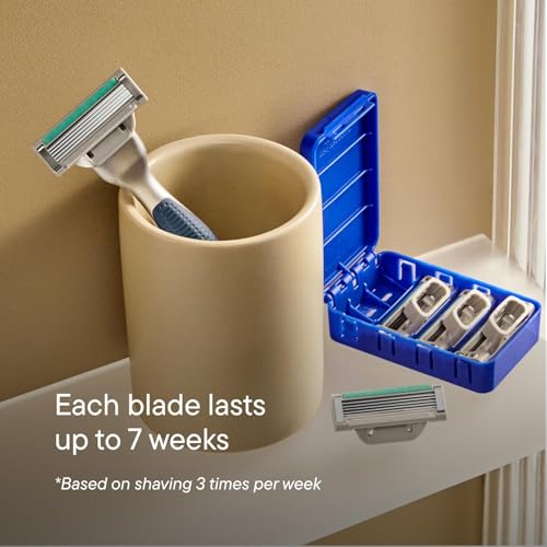 Harry's Plus Trial Shaving Kit for Men - Premium Handle, Razor Blade Cartridge, Foaming Shave Gel, and Travel Blade Cover - Advanced Pivoting System - Tide