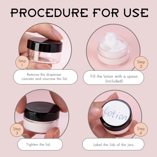 200 Count 3 Gram Sample Containers, Clear Lip Balm Containers with Lids, Small Plastic Sample Jars with 12 Mini Spoons, 200pcs Labels (Clear Lid)