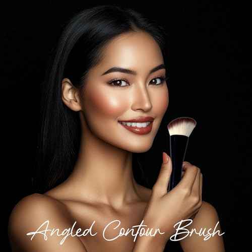 Professional Foundation Brush for Liquid Makeup - 0.06mm Ultra-Fine Bristles | Contour brush Liquid Cream Blending Angled Shape | No Shedding & Easy Clean | Kabuki Makeup Brushes