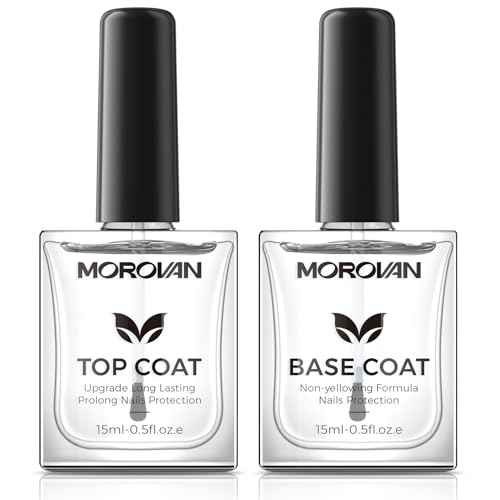 Base Top Coat Nail Polish: Clear Quick Dry High Glossy Nail Polish Shiny No Chip Long Lasting Air Dry Top Coat for Nail Art Manicure Salon Quality Women Gift