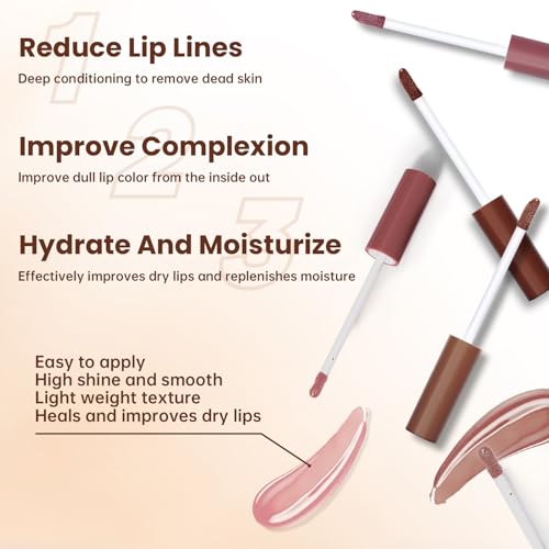 Lip Liner Gloss Set, Dark Brown Plumping Lip Liner Lip Pencil Moisturizing Lightweight Lip Gloss Lip Combo, High Shine Glossy Lip Tint Lip Stain Makeup Long Lasting Lip Contour for Women
