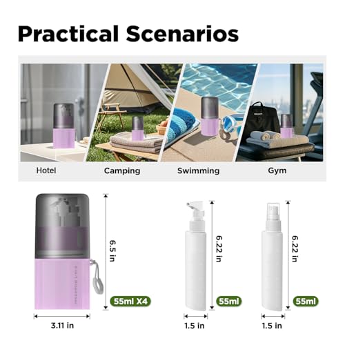 YOTIME 4-in-1 Travel Dispenser Bottle Set with Suction Cup