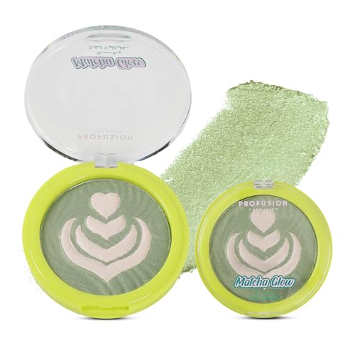 Profusion Cosmetics Matcha Glow Baked Highlighter - An Illuminating Powder for a Dewy, Radiant Finish, Lightweight, Talc-Free, Paraben-Free, Buildable Highlighting Powder for Intense Glow