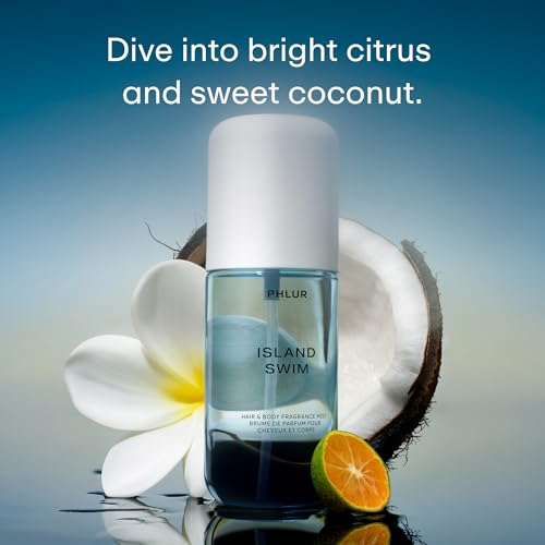PHLUR Island Swim Body Mist 3 oz - Citrus Coconut Hair & Body Spray
