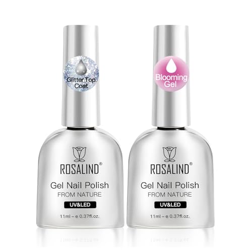 ROSALIND Blooming Gel and Glitter Top Coat Set - 11ml