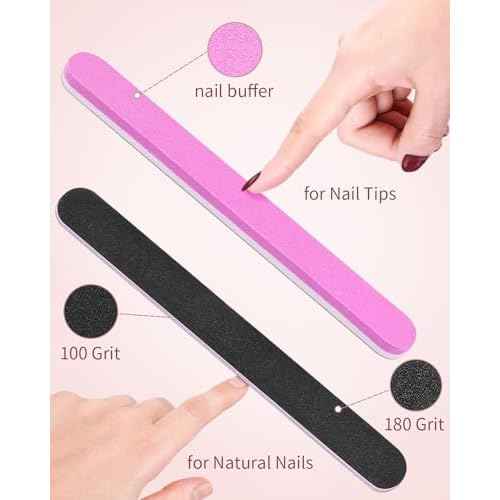 MORGLES Clear Acrylic Nail Tips, 500 Pcs French Nail Tips Square Half Cover with Glue, Clipper, Files and Cuticle Fork for Salons and Home DIY