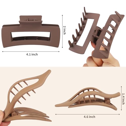 Hair Claw Clips for Women, 8-Piece Set, Square & Flat Styles