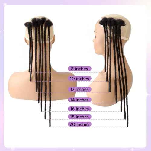 Loc Extensions Human Hair 0.4cm&0.6 cm&0.8cm width 4-18inch 10, 20, 40, 100 strands 100% Human Hair Locs Extensions for Men Women Natural Dreadlocks Can Be Dyed Bleached Curled 0.4cm 14inch 70Strands