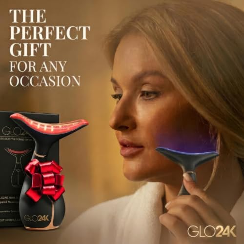 GLO24K LED Facial Massager with Vibration & Warm Massage