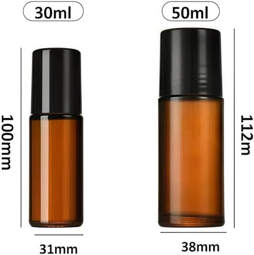 2-Pack Brown Glass 50ml Essential Oil Roller Bottles