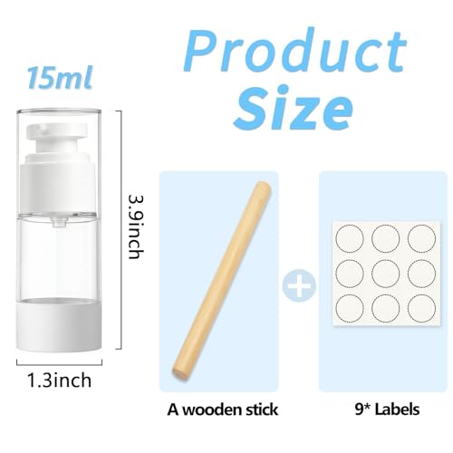 Airless Pump Bottles 0.5oz, 3-Pack Leak-Proof Lotion Dispenser