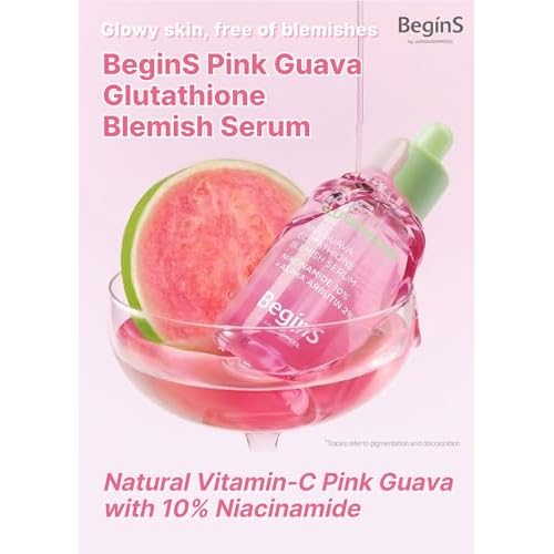 Pink Guava Glutathione Blemish Serum 1.01 Fl Oz, Uneven Skin Tone Care Serum with 99% Pure Glutathion, Niacinamide, Vitamin C, Fast-Absorbing Hydrating Texture, Korean Skincare