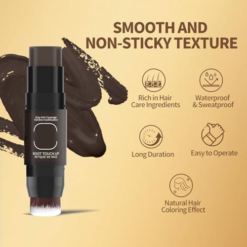 Gowwim Dark Brown Root Touch Up Powder 7.5g Waterproof & Sweatproof Hair Cover for Thinning & Gray Hair
