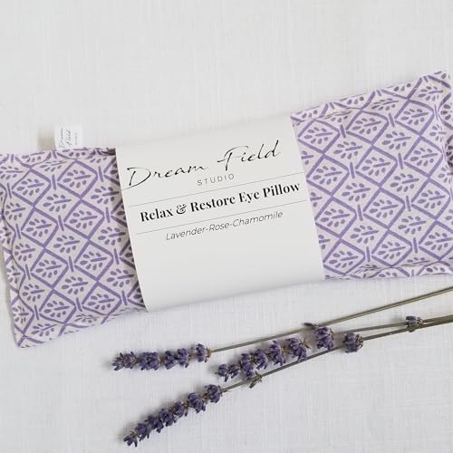 Organic Lavender Eye Pillow with Flaxseed Fill for Relaxation & Stress Relief