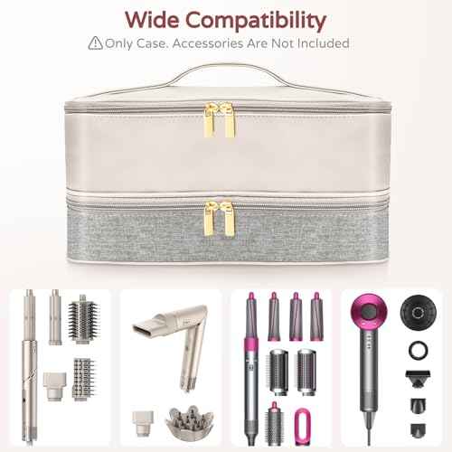 Shark Flex Style Case, Shark Flexstyle Carrying Case Compatible with Shark/Dyson Hair Dryer, Portable Double-Layer Travel Bag for Dyson Airwrap Styler/Shark Flexstyle Attachment, grey