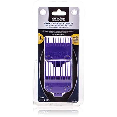 Andis 01420 Master Clipper Magnetic Comb Set - Crafted with High-Quality Materials & Long-Lasting Performance - Dual Pack Sizes 0.5 & 1.5 and Fit with ML Models ? Purple