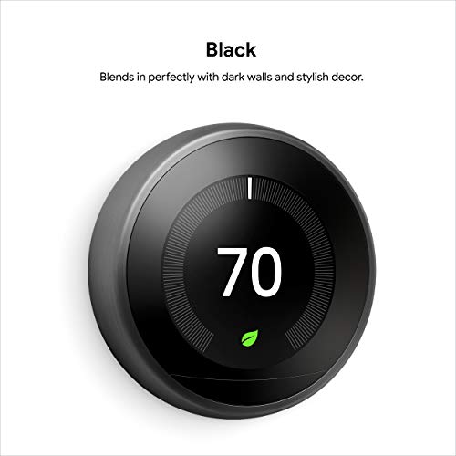 Google Nest Learning Thermostat - Programmable Smart Thermostat for Home - 3rd Generation- Works with Alexa - Black