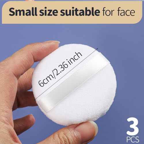 Teenitor 3pcs Setting Powder Puff 2.36 Inch, Soft Applicator for Loose and Pressed Powder, Face Makeup Puff With Cases