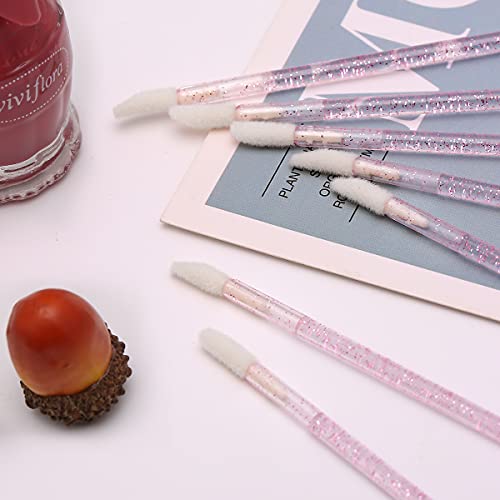 Elisel Disposable Crystal Lip Brush Set - Pink, 100 pcs Makeup Applicators