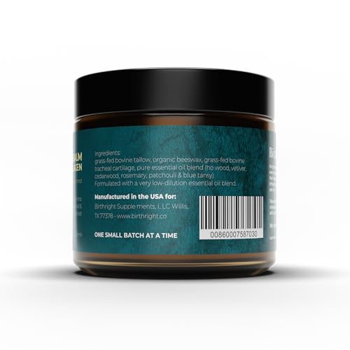 Birthright Grass-Fed Beef Tallow Balm with Collagen Peptides & Essential Oils ? Natural Face & Body Moisturizer for Dry, Sensitive Skin ? Pasture-Raised, Clean Skincare