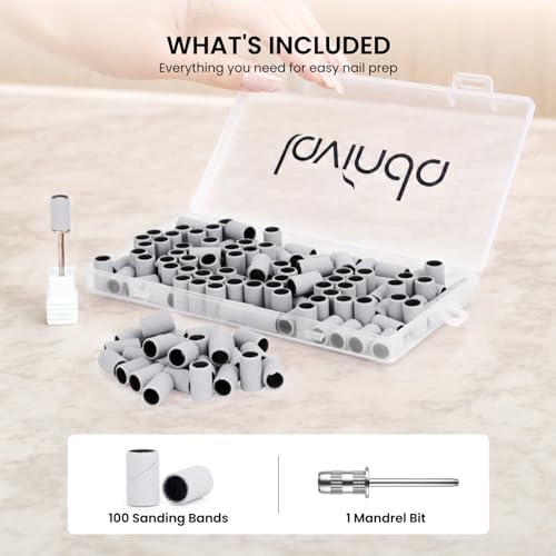 Lavinda 180 Grit Nail Sanding Bands - 100 Pack Drill Bits