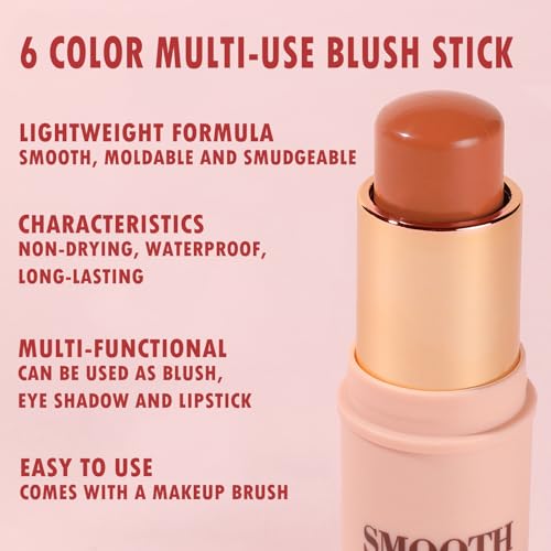 KIMIEYE Coral Orange Matte Blush Stick with Brush - 0.28oz