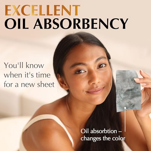 Natural Oil Blotting Sheets for Face with Bamboo Charcoal - 25% Larger - 3pk/300 Makeup Friendly Oil Absorbing Sheets for Face - Easy Dispensing Blotting Papers - Perfect for Keeping in Purse
